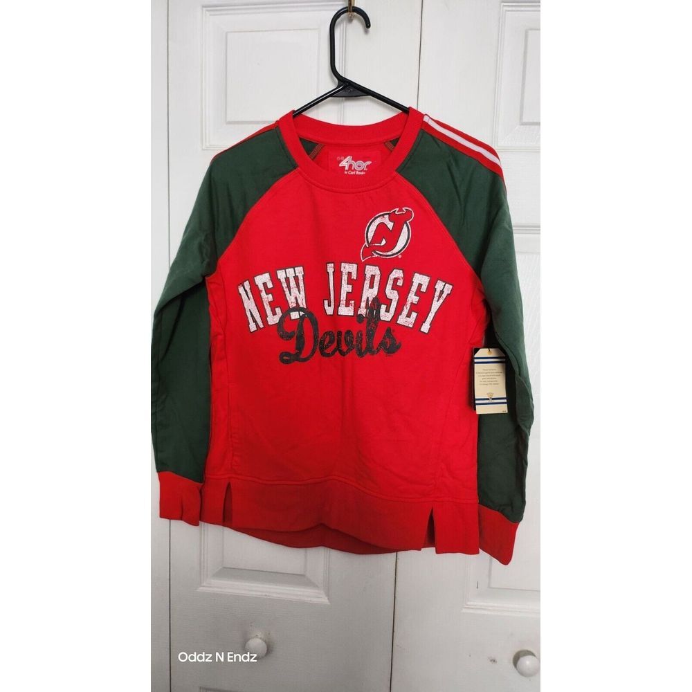 Vintage NHL Hockey New Jersey Devils Womens Raglan‎ Sweatshirt Size S